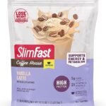 SlimFast High Protein Meal Replacement Powder, Caffeine Protein Powder, Energizing Protein Mix, Vitamin and Mineral Blend, Gluten Free, Coffee Flavored Protein Powder, Vanilla Latte, 21 Servings