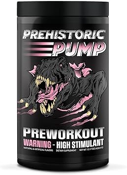 Natty Labs Prehistoric Pump Pre Workout - Preworkout Energy Supplement · 300mg Caffeine · Energy · Focus · Pump · Electrolytes · Hydration · Vitamins - 40 Servings (Pink Star Candy)