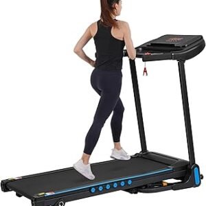 Incline Treadmill for Home with 3.0 HP Quiet Motor, 350 LBS Capacity, Auto-Folding Hydraulic System, 10 MPH Running Machine with Bluetooth Speaker, Type-C & USB Charging Port, Shock Absorption, Black