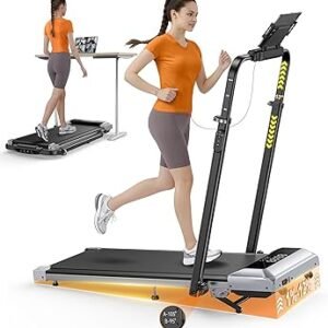 TOPUTURE Walking Pad Treadmill with 12% Incline, 6 in 1 Folding Treadmill with Adjustable Handle Bar for Home/Office, Under Desk Treadmills Portable Walking Pad with App, Remote Control & LED Display