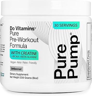 Do Vitamins PurePump Clean Pre Workout Powder for Men & Women - Preworkout with Creatine BCAA - Clean Energy Pre-Workout - All Actives. Zero fillers. Keto Vegan Paleo Unflavored 30 Servings