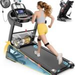 400 lbs Capacity Treadmill for Home with 15% Incline, 5.0 HP Folding Treadmill for Exercising, 0.6–10 MPH, APP Control, Shock Absorption, Quiet Running, Free Brushless Fan & Knee Support