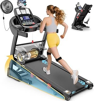 400 lbs Capacity Treadmill for Home with 15% Incline, 5.0 HP Folding Treadmill for Exercising, 0.6–10 MPH, APP Control, Shock Absorption, Quiet Running, Free Brushless Fan & Knee Support