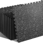 SUPERJARE 0.4'' Thick 24 Pcs 96 Sq Ft Rubber Top Exercise Equipment Mats, High Density EVA Foam Mats with Rubber Top, Interlocking Gym Flooring for Home Gym, Protective Workout Mat, Black/Grey