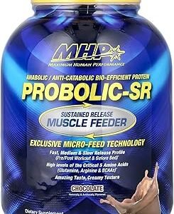 Maximum Human Performance Probolic-SR Sustained Release Protein Powder, 24g Protein, BCAAs, Glutamine, Arginine, Pre-Workout, Post-Workout, Nighttime Protein, 4lbs, 52 Servings, Chocolate