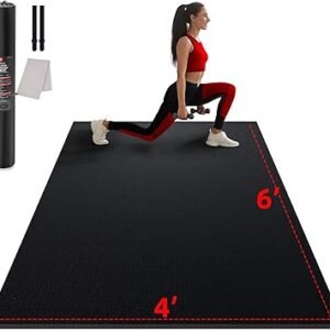 GymCope Large Exercise Mat for Home Workout,12‘x6’/10'x6'/9'x6'/8'x6'/7'x5'/6'x4' (7mm) Extra Thick Workout Mat, High-Density Gym Mat for Cardio, Jump Rope, MMA, Weights (Shoe-Friendly)