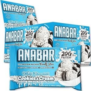 Anabar Protein Bar, The Protein-Packed Candy Bar, Amazing Tasting Protein Bar, High Protein, 20g of Protein (12 Bars, Cookies & Creme)