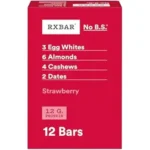 RXBAR Protein Bars, 12g Protein, Gluten Free Snacks, Strawberry, 22oz Box (12 Bars)