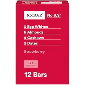 RXBAR Protein Bars, 12g Protein, Gluten Free Snacks, Strawberry, 22oz Box (12 Bars)