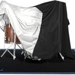 Aucuda Drum Set Covers Waterproof with Fix Strap Compatible with Drum Rug Mat, 8x6.6 ft Large 420D Oxford Cover for Electric Drum Kit, 88 Keys Piano Keyboard, Treadmill, Spinning, Apartment, Garage.