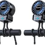 2 Pack Multifunctional Portable Stroller Fan 4 Speed 6600rpm High Speed Usb Rechargeable Personal Mini Handheld Fan Extended Tripod For Desktop Winding Kids Bed Treadmill Bike Golf Cart Outdoor Travel
