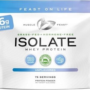 Muscle Feast Grass-Fed Whey Protein Isolate, All Natural Hormone Free Pasture Raised, Whey Isolate Protein Powder for Men and Women, Clean, Non-GMO & Gluten-Free, Isolate Protein - Unflavored, 5lb