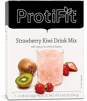 PROTIFIT - High Protein Fruit Flavored Powder Drink Mix, 15g Protein, Low Calorie, Sugar Free, Ideal Protein Compatible, 7 Servings Per Box (Strawberry Kiwi)