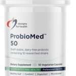 Designs for Health ProbioMed 50 - Probiotics for Digestive Health - 10 Strains with Lactobacillus acidophilus Probiotic + Lactobacillus rhamnosus - Gut Health + Immune Support Supplement (30 Caps)