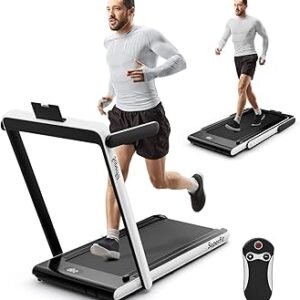 Goplus 2 in 1 Folding Treadmill, 2.25HP Superfit Under Desk Electric Treadmill, Installation-Free with Remote Control, APP Control and LED Display, Walking Jogging for Home Office