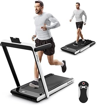 Goplus 2 in 1 Folding Treadmill, 2.25HP Superfit Under Desk Electric Treadmill, Installation-Free with Remote Control, APP Control and LED Display, Walking Jogging for Home Office