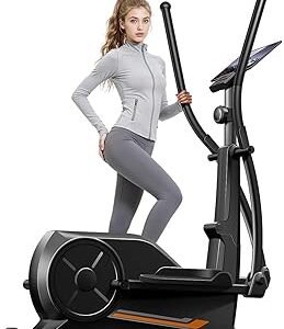 CURSOR Elliptical Exercise Machine, Elliptical Machine for Home with Hyper-Quiet Magnetic Driving System,8&16 Levels Resistance,Compact Elliptical with 12IN Stride,LCD Monitor,350LBS Weight Capacity