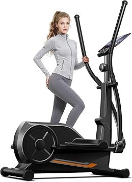 CURSOR Elliptical Exercise Machine, Elliptical Machine for Home with Hyper-Quiet Magnetic Driving System,8&16 Levels Resistance,Compact Elliptical with 12IN Stride,LCD Monitor,350LBS Weight Capacity