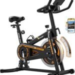 OWLSKY Exercise Bike with APP,Indoor Cycling Bike, 300 lbs Capacity Quiet Stationary Bike for Home Gym, Cardio Bike Workout, Adjustable Seat & Tablet Holder