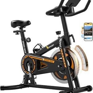 OWLSKY Exercise Bike with APP,Indoor Cycling Bike, 300 lbs Capacity Quiet Stationary Bike for Home Gym, Cardio Bike Workout, Adjustable Seat & Tablet Holder