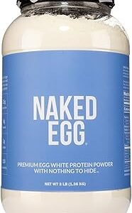 Naked 3LB Non-GMO Egg White Protein Supplement Powder, Unflavored, No Additives, Paleo, Dairy Free, Gluten Free, Soy Free – 25g Protein, 44 Servings, 3 pounds