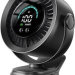 KIMMOO Portable Clip on Fan, 100-Speed Rechargeable USB Fan with LED Display, 360° Rotation & Strong Airflow Desk Fan, Up to 17 Hours Small Battery Fan for Outdoor Travel Camping Treadmill Car (Black)