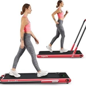 Goplus 2 in 1 Folding Treadmill, 2.25HP Under Desk Electric Superfit Treadmill, Installation-Free with APP Control, Remote Control, Bluetooth Speaker, LED Display, Walking for Home