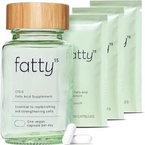 Fatty15 C15:0 Pentadecanoic Acid Healthy Aging Supplement - 3 Month Supply - 3X Cellular Benefits of Omega 3 Fish Oil - Longevity, Metabolic, Wellness & Liver Support - Gluten Free & Sugar Free