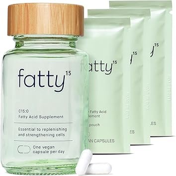 Fatty15 C15:0 Pentadecanoic Acid Healthy Aging Supplement - 3 Month Supply - 3X Cellular Benefits of Omega 3 Fish Oil - Longevity, Metabolic, Wellness & Liver Support - Gluten Free & Sugar Free