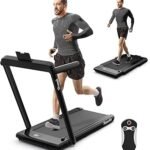 Goplus 2 in 1 Folding Treadmill, 2.25HP Superfit Under Desk Electric Treadmill, Installation-Free with Remote Control, APP Control and LED Display, Walking Jogging for Home Office
