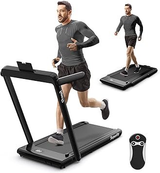 Goplus 2 in 1 Folding Treadmill, 2.25HP Superfit Under Desk Electric Treadmill, Installation-Free with Remote Control, APP Control and LED Display, Walking Jogging for Home Office