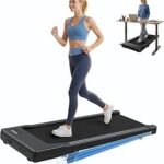 DeerRun Under Desk Walking Pad Treadmill for Home & Office, 6% Manual Incline, 2.5 HP, 0.6–3.8 MPH Walking Speed, 300 lb Capacity, App & Remote Control
