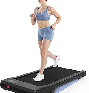 Walking Pad with 6% Incline, 300LBS Capacity Under Desk Treadmill for Home Office, Quiet Portable Mini Treadmill with App & Remote Control, No Assembly, Slim Design for Small Spaces