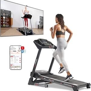 Sunny Health & Fitness Exercise Treadmills Double Deck Sizes and Incline Features with Bluetooth & SunnyFit App