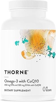 THORNE - Omega-3 with CoQ10 - Fish Oil Supplement with EPA & DHA from Sustainably Sourced Fish - Supports Brain, Skin, Joint & Heart Health* - Third-Party Certified - Gluten & Dairy-Free - 90 Softgels