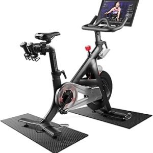 Bike Mat, Exercise Mat for Carpet & Hardwood Floors, Cushioned, Black
