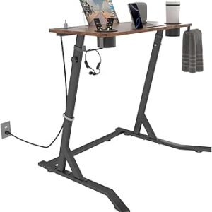 OrigoDeco Indoor Cycling Desk, Adjustable Standing Desk for Walking Pad, Bike Trainer Desk with Power Socket, for Indoor Cycling Treadmill & Office Use, Exercise While Working or Watching TV