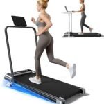 Walking Pad Treadmill with Handle Bar and Adjustable Incline, Compact Portable Treadmills for Home Office, 2.5HP Quiet Anti-Slip Under Desk Treadmills, 0.6-3.8 MPH Remote Speed Control