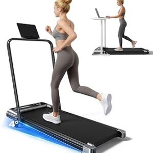 Walking Pad Treadmill with Handle Bar and Adjustable Incline, Compact Portable Treadmills for Home Office, 2.5HP Quiet Anti-Slip Under Desk Treadmills, 0.6-3.8 MPH Remote Speed Control
