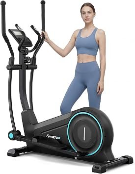 Dripex Elliptical Exercise Machine, Hyper-Quiet Magnetic Elliptical Machine for Home, 15.3" Stride Elliptical Training Machines with 16 Levels Resistance, 17.64LBS Flywheel, Pulse Sensor