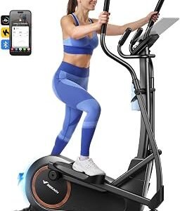 Merach Elliptical Machine, Elliptical Exercise Machine for Home with Hyper-Quiet Magnetic Drive System, Elliptical Training Machines with16.5-19IN Stride, Automatic Resistance, 400lbs Capacity
