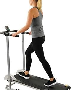 Sunny Health & Fitness Manual Walking Treadmill, Non-Electric, Foldable & Compact Design, Quiet Tread Pad, Digital Monitor for Apartment, Gym, Home Office - SF-T1407M