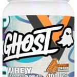 GHOST Clear Whey Isolate Protein Powder, Orange Cream - 1.4 LB Tub, 25G of Whey Protein - Post Workout Drink for Muscle Gain & Recovery – Sugar Free, Soy Free & Zero Fat, 20 Servings