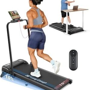 THERUN Walking Pad with Handle Bar, Walking Pad Treadmill for Home, Compact Treadmills with APP, Under Desk Treadmill with 10% Manual Incline, Portable Treadmill with Quiet Core