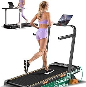 4-in-1 Walking Pad Treadmill with 15% Incline, Quiet Under Desk Treadmills for Home & Office, Compact Foldable Treadmill with Handles and 2.5HP Brushless, 330 LBS Capacity