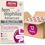 Jarrow Formulas Fem-Dophilus Advanced Probiotics 10 Billion CFU with 6 Science-Backed Strains, for Vaginal, Urinary Tract, Digestive, and Immune Support, 30 Veggie Capsules, Shelf-Stable, Pack of 12