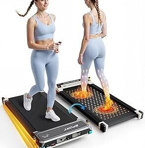 FUNRAY Versatile Walking Pad Treadmill with Incline - Dual-Sided Under Desk Treadmill with Foot Massage,2 in 1 Walking Pad for Home/Office, Portable Compact Treadmills with 330LBS Weight Capacity