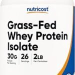 Nutricost Grass-Fed Whey Protein Isolate (Unflavored) 2LBS - Non-GMO, Gluten Free, Pure Protein