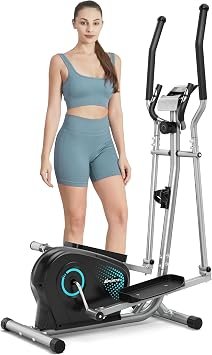 Dripex Elliptical Exercise Machine, Hyper-Quiet Magnetic Elliptical Machine for Home, 16-Level Resistance Elliptical Training Machines with 13.2LBS Flywheel, Pulse Sensor & LCD Monitor