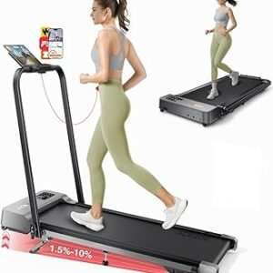 Acezoe Walking Pad with 3-Level 10% Incline, Foldable Treadmill for Home Small Office, Compact Portable Under Desk Treadmill with Handle,Dual LED Display, APP & Remote, 300 lbs Capacity